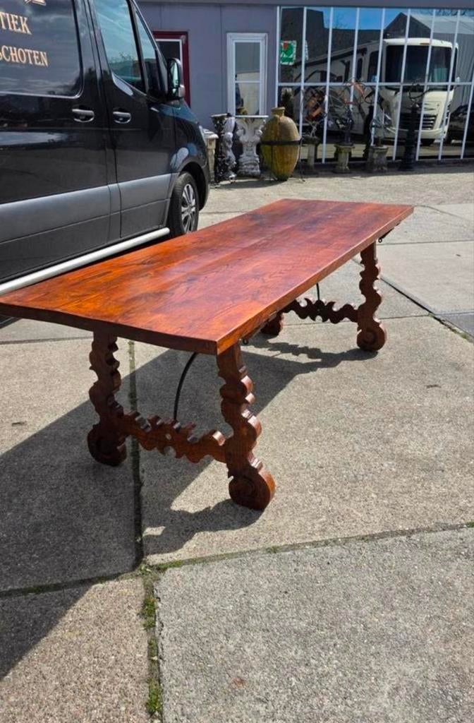 Antieke Spaanse eettafel 230 cm, Ophalen of Verzenden