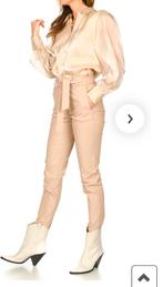 Dante6 transparante blouse mauri kleur beige, organza mt2(s), Ophalen of Verzenden