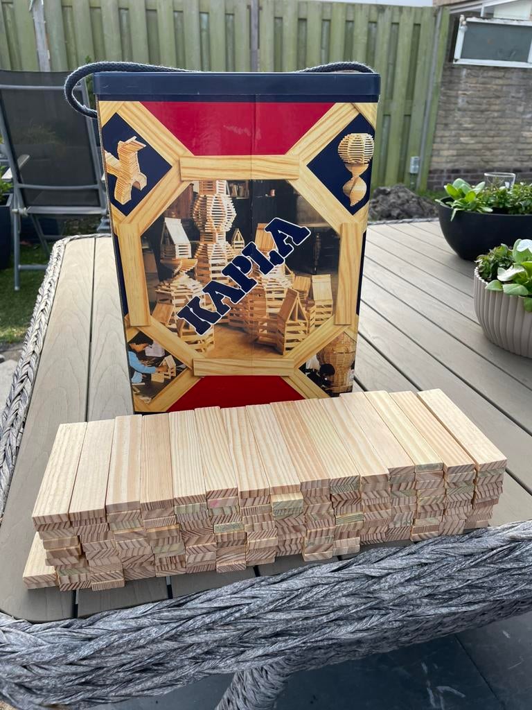 Kapla ton met 150 houten plankjes / blokken, Ophalen of Verzenden, Gebruikt, Overige merken