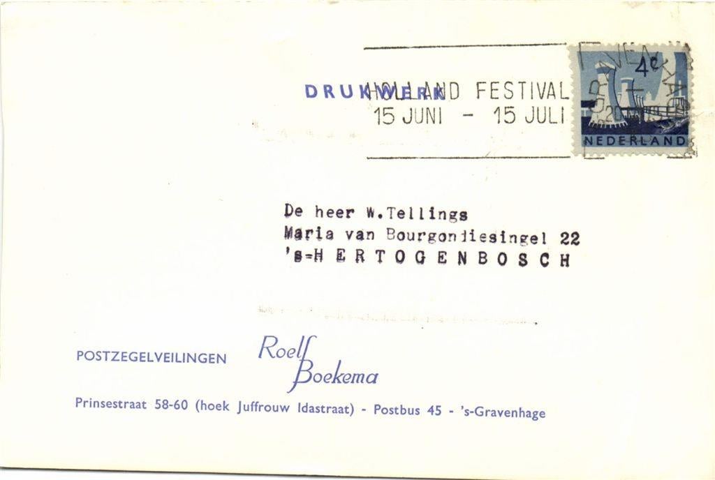 Postzegelveilingen Roelf Boekema, s-Gravenhage - 06.1963 - d, Ophalen of Verzenden, Briefkaart