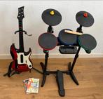Band/Guitar Hero Set Nintendo Wii - Drum, Gitaar & 2 Spellen, Ophalen, Muziek, Gebruikt, 3 spelers of meer