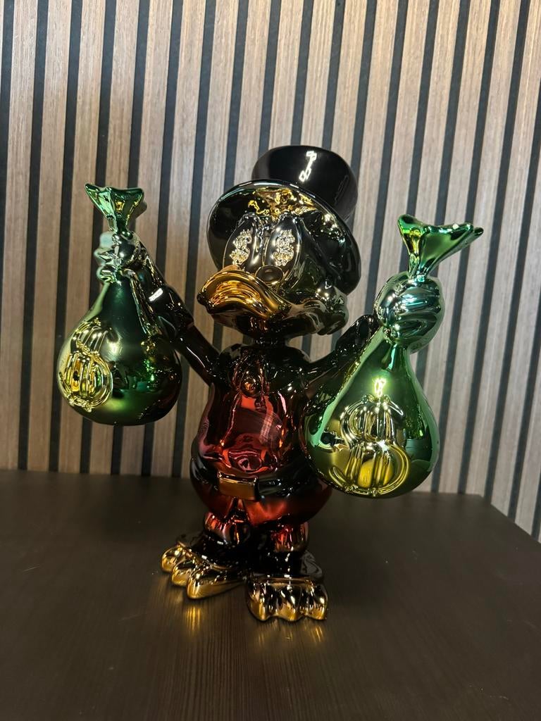 Scrooge Dagobert Duck met geldzakken popart beeld, Ophalen, Overige onderwerpen, Brutalistisch, 20 - 50 cm