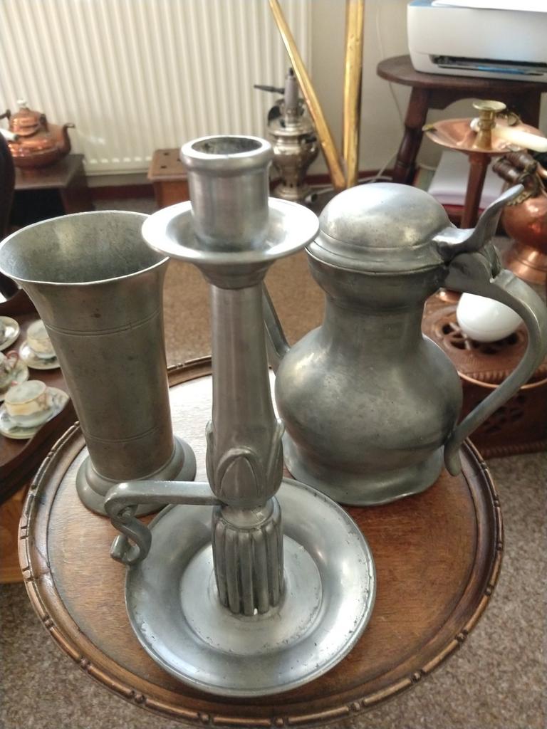 Tin , kan ,kandelaar ,vaas., Ophalen of Verzenden