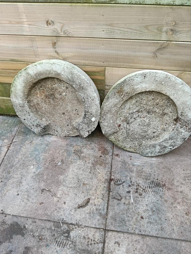 Waterschalen 47 cm Beton, Tuin en Terras, Bloembakken en Plantenbakken, Ophalen, Rond