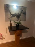 Canvas schilderij met boten, zwart-wit, 50 tot 75 cm, Ophalen of Verzenden, Zo goed als nieuw, Schilderij