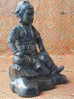 Prachtig antiek Chinees brons beeld van een krijger 20,5 cm., Ophalen of Verzenden