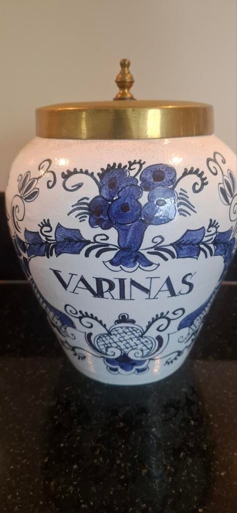 Varinas Oldenkotte Goedewaagen Gouda pot met koperen deksel, Antiek en Kunst, Antiek | Keramiek en Aardewerk, Ophalen of Verzenden
