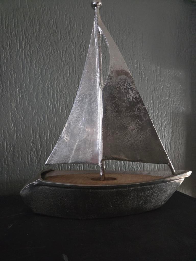 Rivièra Maison decoratieve boot - Zeilboot (1), Ophalen of Verzenden, Metaal, Zilver, Landelijk