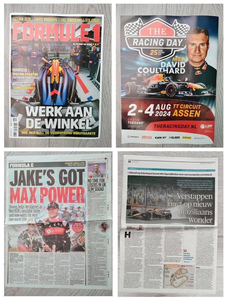 Max verstappen knipsels + Formule 1 tijdschrift augustus '24, Verzenden, Zo goed als nieuw, Tv, Gebruiksvoorwerp