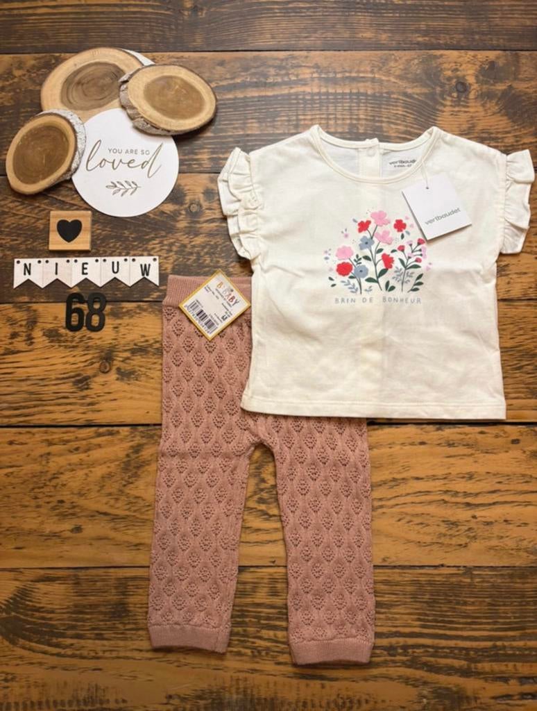 Baby girl zomer setje vertbaudet shirt, broekje Wibra maat68, Kinderen en Baby's, Babykleding | Maat 68, Ophalen of Verzenden