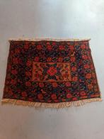 Antiek met de hand geknoopt Teimani burgundy tapijt., Ophalen of Verzenden