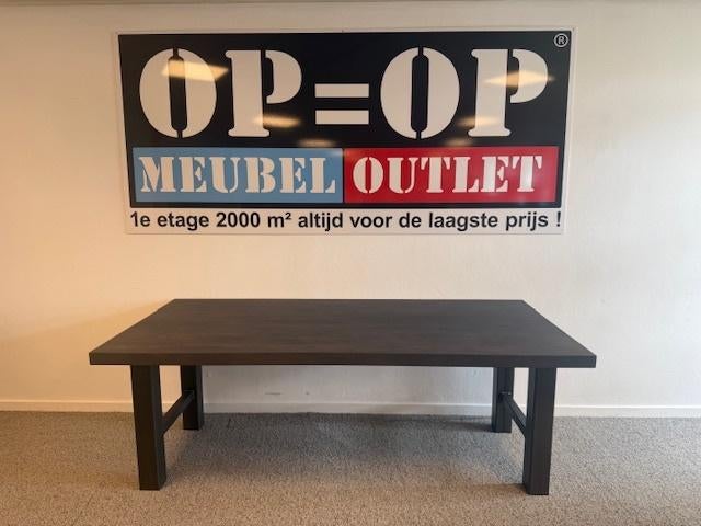 Eettafel woodflex massief eiken 220 x 100, Ophalen, 200 cm of meer, 50 tot 100 cm, Zo goed als nieuw