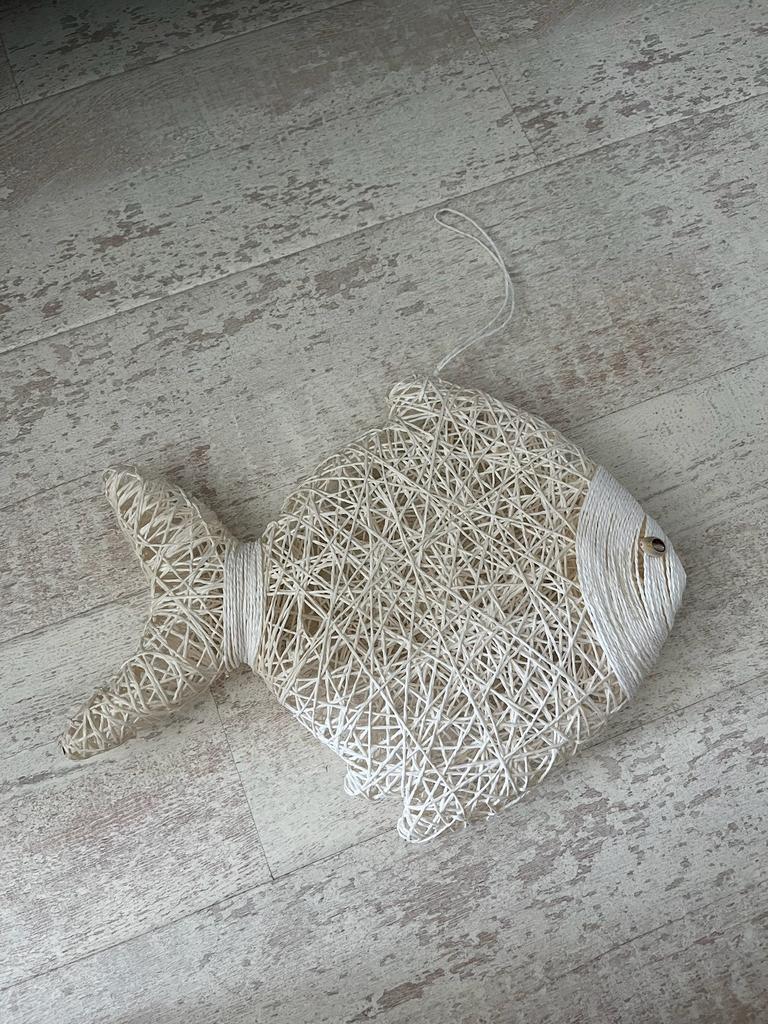 Te koop: Rivièra Maison vis, riet, wit, Huis en Inrichting, Ophalen of Verzenden, Nieuw