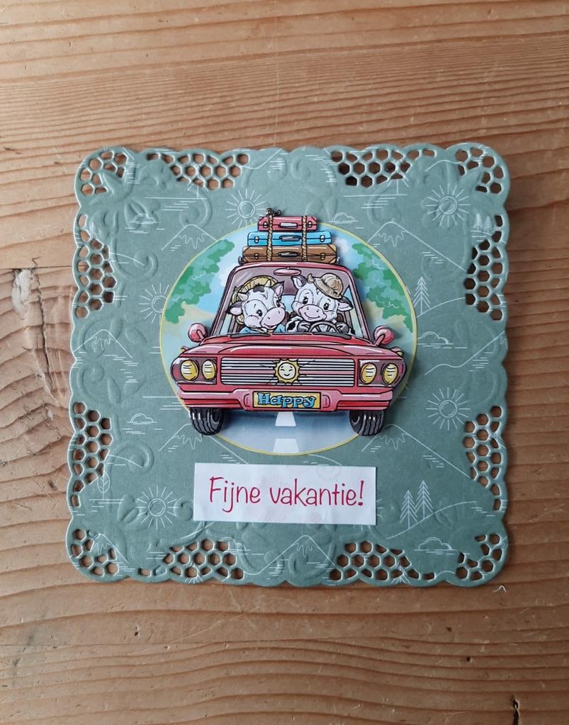 Stans kaart opleg met 3d plaatje auto met vakantiekoffers, Hobby en Vrije tijd, Kaarten | Zelf maken, Ophalen of Verzenden, Nieuw