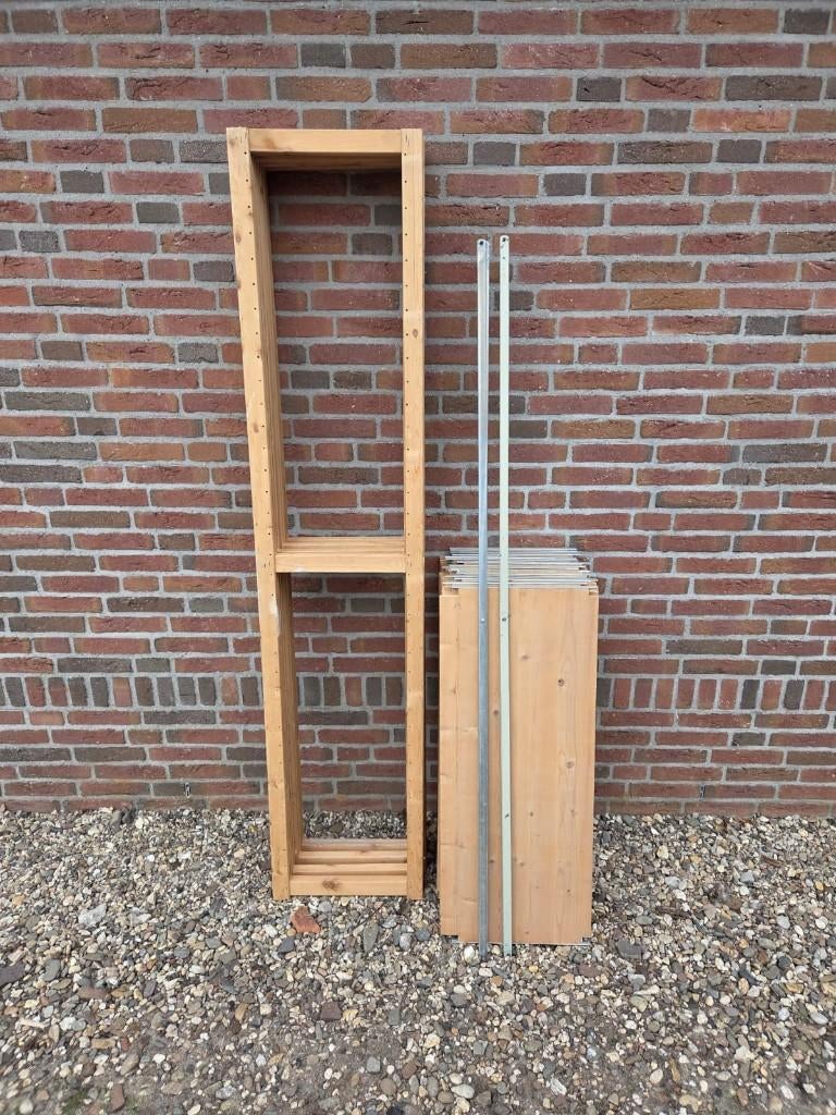 2,7 meter Lundia houten stelling legbordstelling 40cm diep, Ophalen, Gebruikt