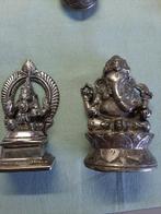 Ganesha 2 zilverkleur beeldjes, Antiek en Kunst, Ophalen of Verzenden