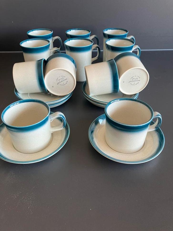 Wedgwood ‘Blue Pacific’ mokken, koppen en schotels, Huis en Inrichting, Keuken | Servies, Gebruikt, Kop(pen) en/of Schotel(s)