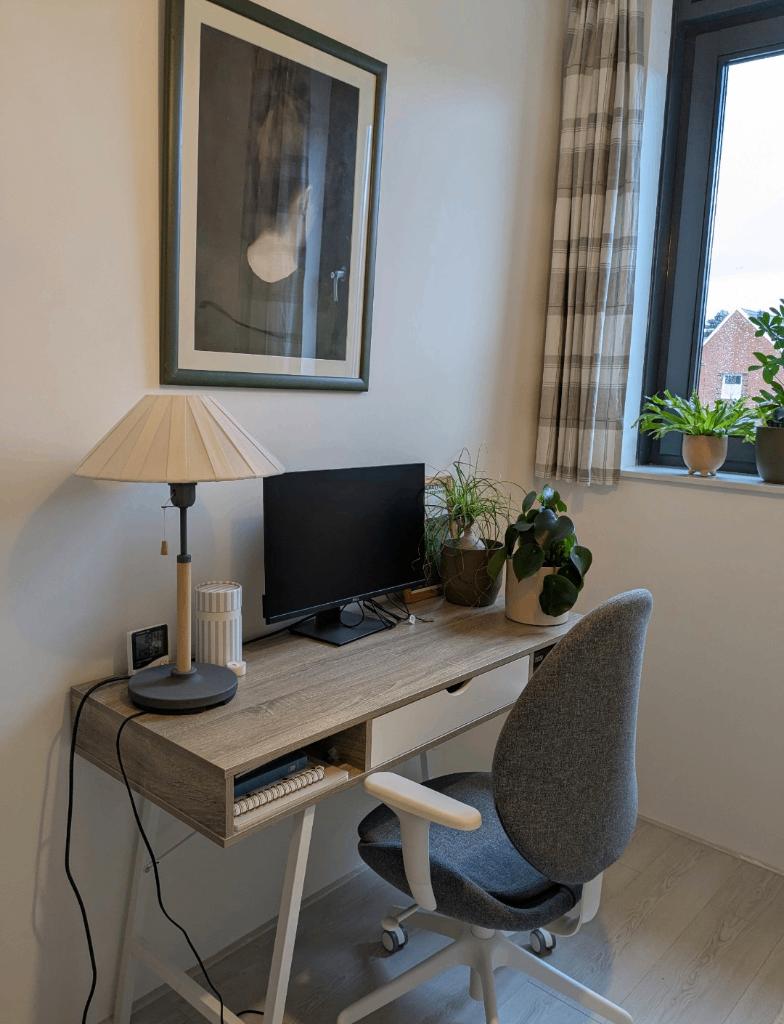 Bureau ABBETVED 48x120 licht eiken kleur/wit, Ophalen, Zo goed als nieuw