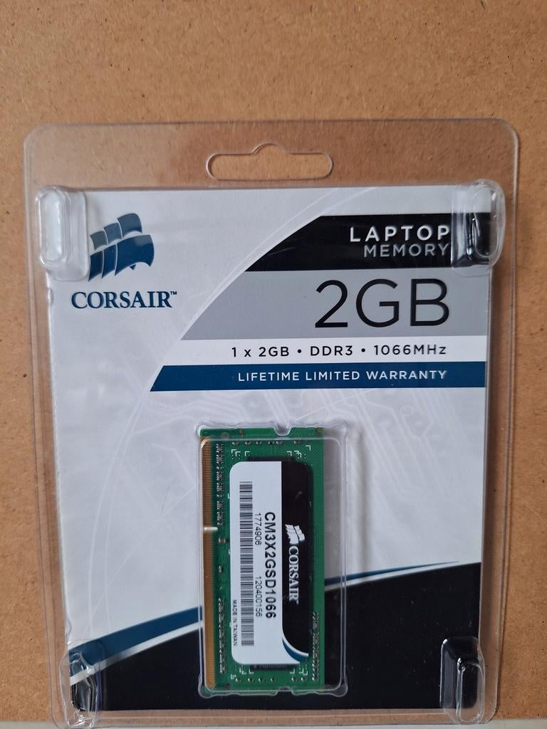 Corsair Laptop Geheugen 2GB DDR3 1066MHz, Computers en Software, RAM geheugen, Ophalen of Verzenden
