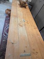 Steigerhouten tafel 2.75m op witte schragen, Ophalen, Gebruikt, 200 cm of meer, 50 tot 100 cm
