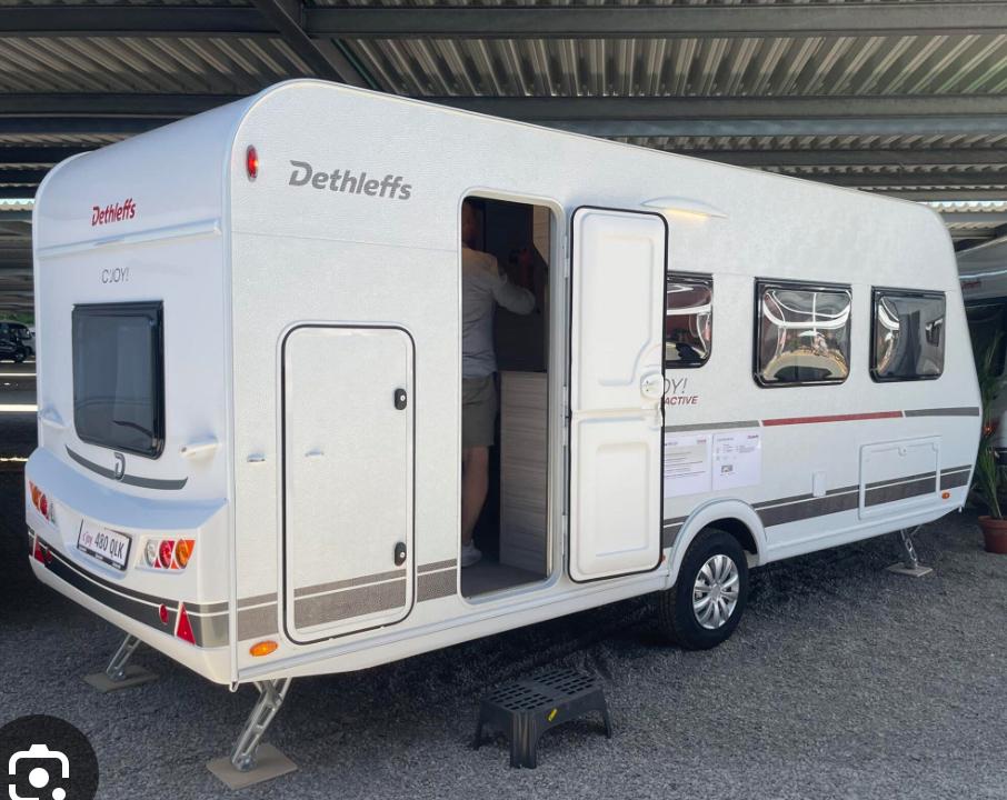 Cjoy 480 QLK stapelbed, Caravans en Kamperen, Caravans, Particulier, tot en met 6, 1000 - 1250 kg, Overige, Dethleffs, Dwarsbed