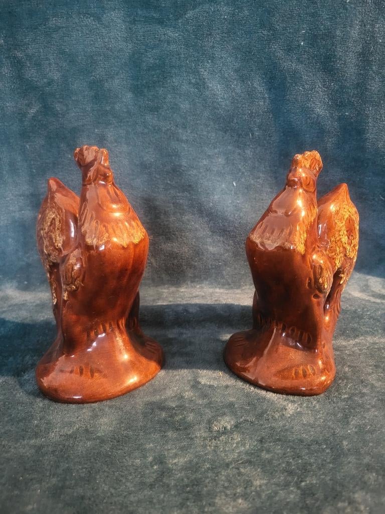 Set van 2 vintage keramische hanen - 17 cm hoog, Antiek en Kunst, Antiek | Keramiek en Aardewerk, Ophalen