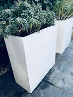 2 witte plantenbakken bloembakken potten, Kunststof, Minder dan 30 cm, Rond, Ophalen of Verzenden