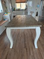 Barok eettafel met witte poot en vergrijsd eiken blad, Huis en Inrichting, Tafels | Eettafels, Ophalen, Gebruikt, Barok, Eikenhout