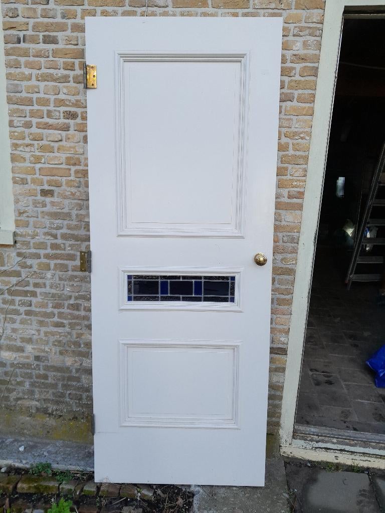 2 deuren met glas in lood, Doe-het-zelf en Verbouw, Deuren en Horren, Ophalen, Gebruikt, Binnendeur, 200 tot 215 cm
