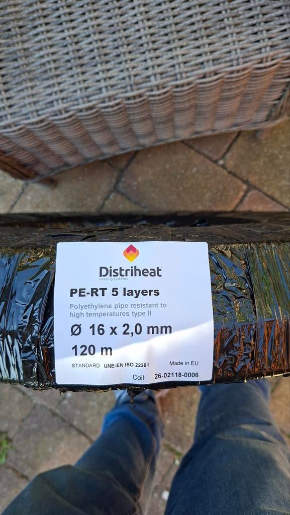 Distriheat PE-RT 5 lagen buis 16x2mm 120m, Ophalen, Nieuw, Kabel of Snoer