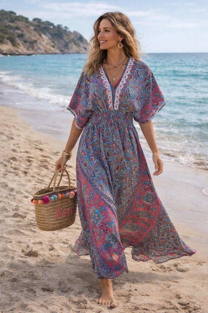 Partij zeer exclusieve Zijde Ibiza Jurken Boho, Kleding | Dames, Jurken, Ophalen of Verzenden, Maat 38/40 (M), Onder de knie