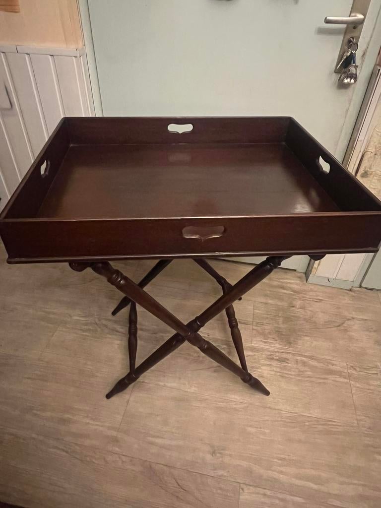 Antieke Bijzettafel, butlertray met los dienblad., Antiek en Kunst, Ophalen