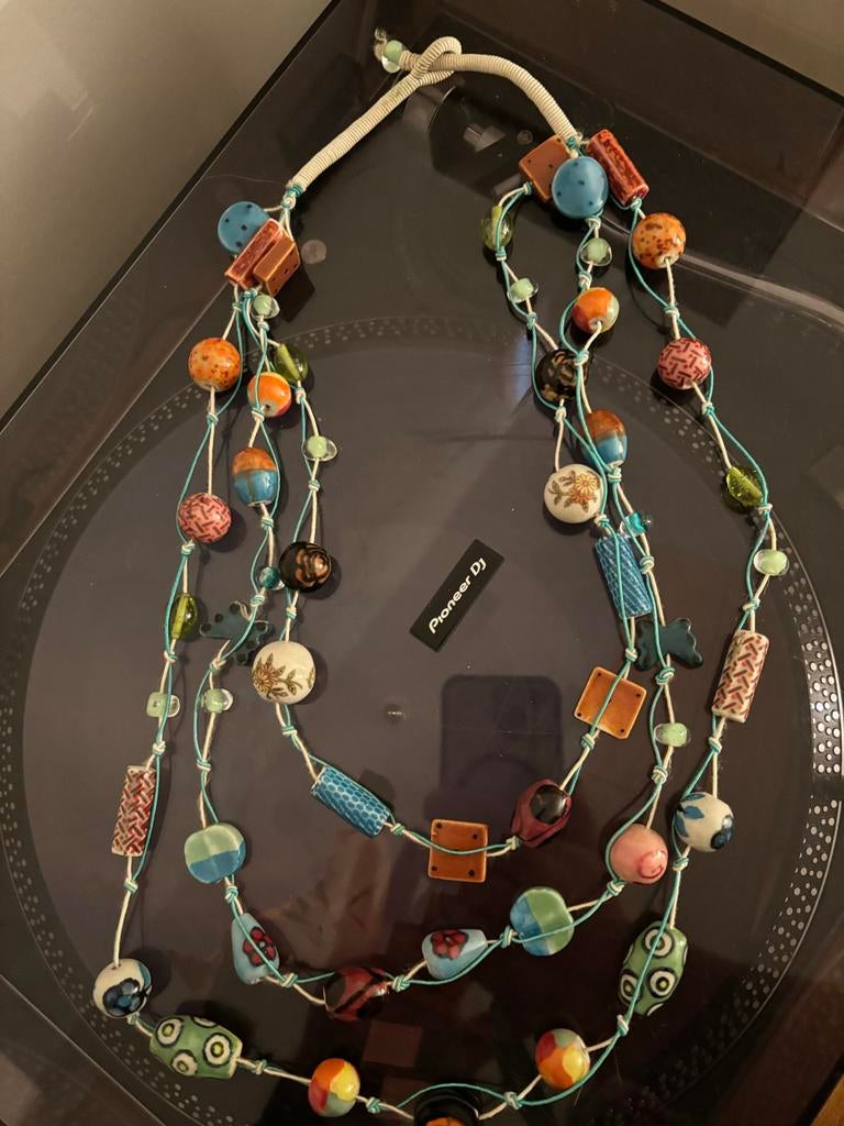 Unieke bohemian  Designers Ketting met Kleurrijke Kralen, Blauw, Ophalen of Verzenden, Zo goed als nieuw, Overige materialen