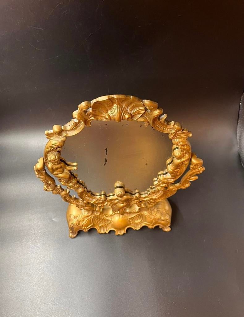 Prachtige tafelspiegel met putti’s, Antiek en Kunst, Ophalen of Verzenden, Rechthoekig, Minder dan 50 cm