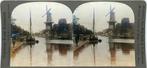 Stereofoto op karton Rotterdam Schiedam molen ca.1880-1900, Gebruikt, Verzenden, Foto, Voor 1940