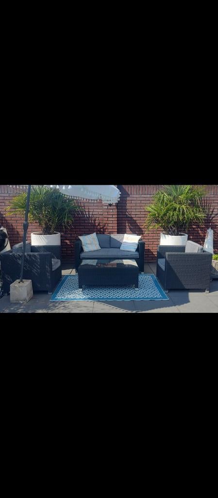 Loungeset met kussens - Gebruikt, Ophalen, 4 zitplaatsen, Gebruikt, Loungeset