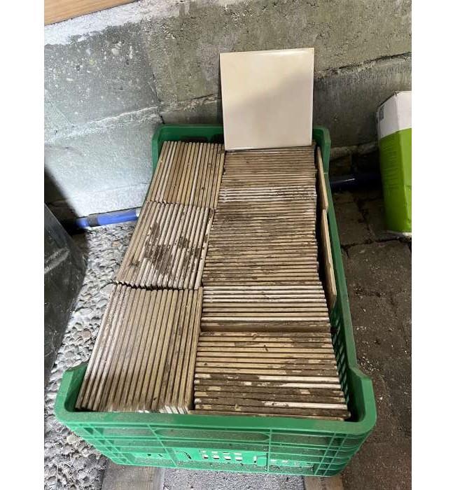 2 pakken voegcement en 125 creme wandtegels, Ophalen, Nieuw, Minder dan 20 cm, Minder dan 20 cm