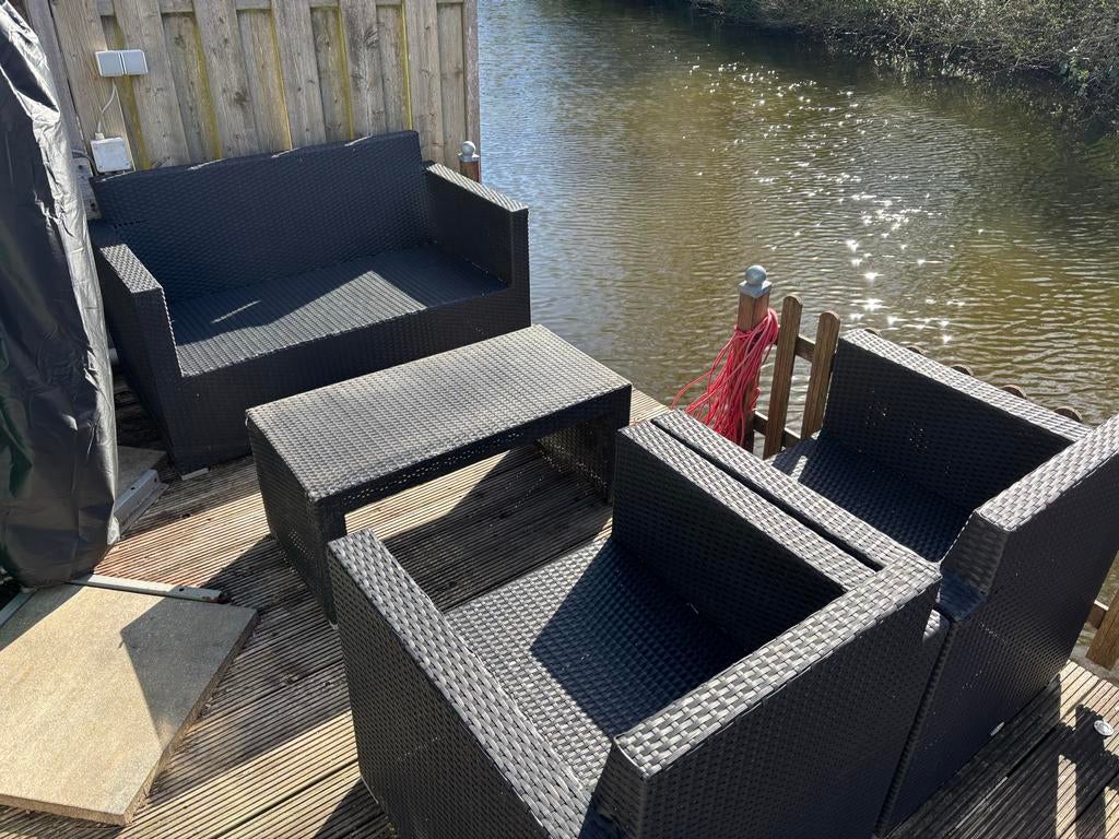 Loungeset 4persoon zwart (zonder kussens), Ophalen, 4 zitplaatsen, Gebruikt, Loungeset