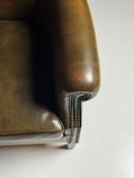 Schapenleren clubfauteuil groen klassiek, Ophalen of Verzenden, Zo goed als nieuw, 75 tot 100 cm