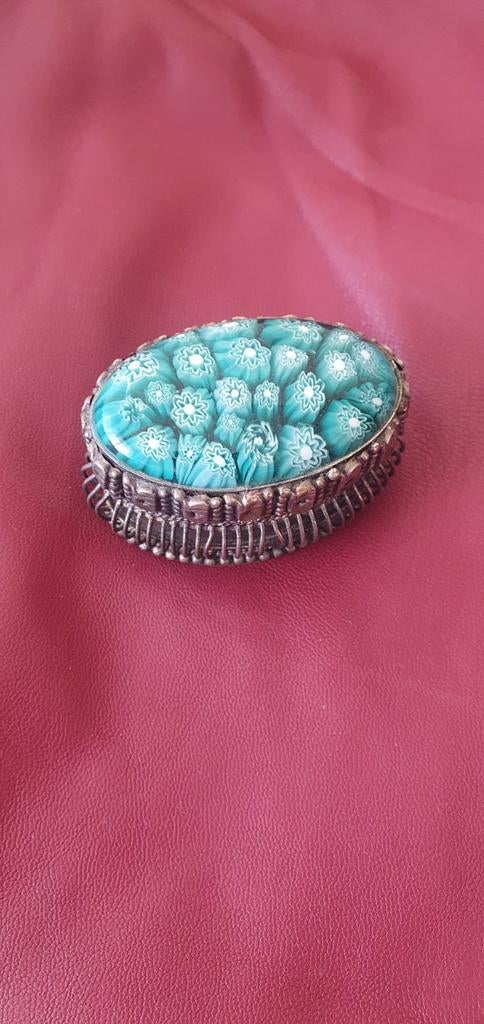 Vintage Pillendoosje met Millefiori Glas, Ophalen of Verzenden