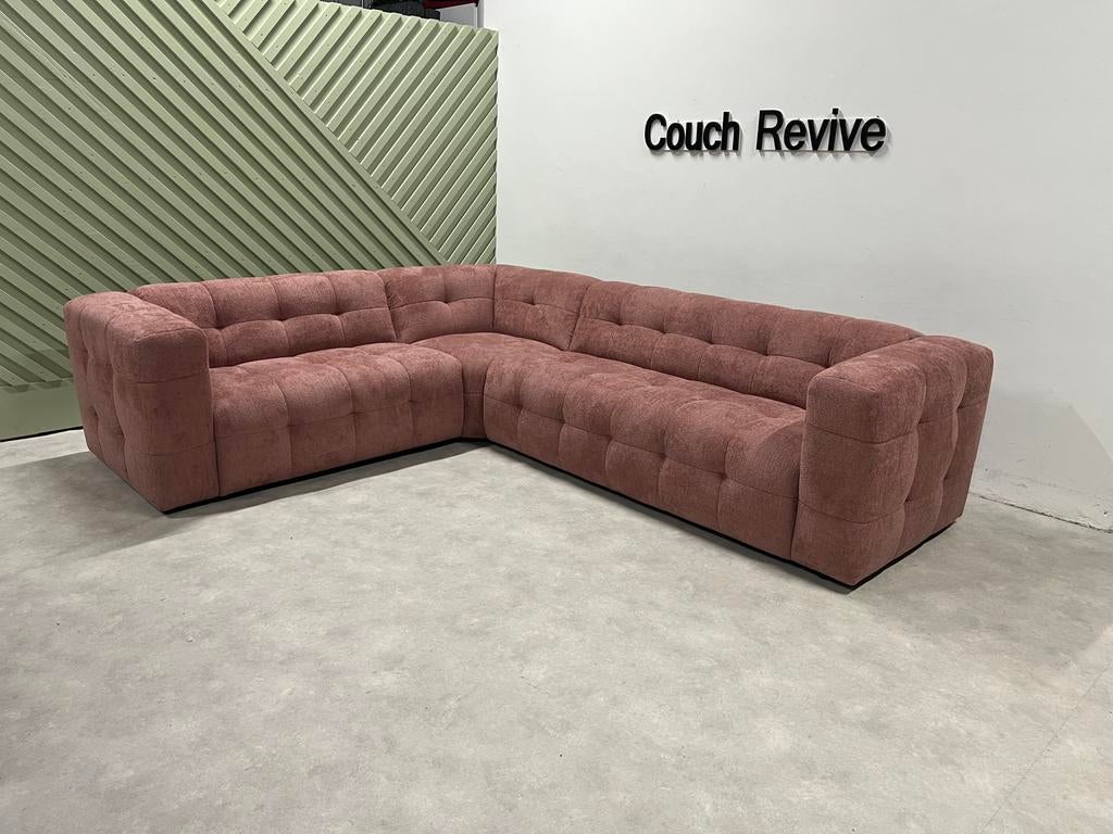 GRATIS LEVERING Roze Hoekbank 295x245, Huis en Inrichting, Banken | Bankstellen, -, Verzenden, -, Zo goed als nieuw