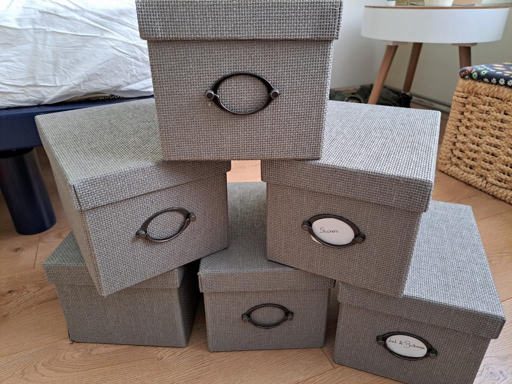 6x opbergdoos ikea grijs, Ophalen, Gebruikt, Minder dan 50 cm, Minder dan 50 cm