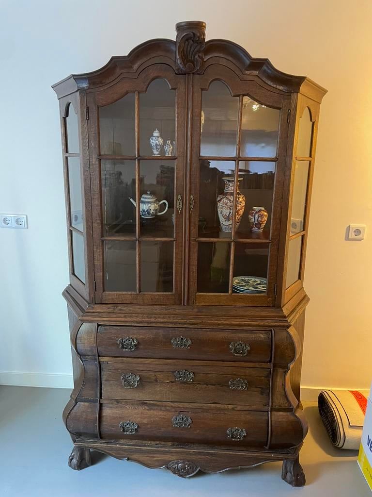 Prachtige antieke eiken kast kabinet TEAB, Ophalen, Gebruikt, Klassiek, Eikenhout