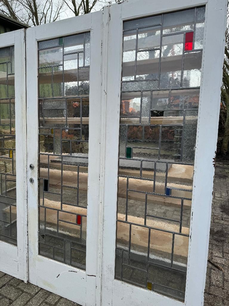 3 -delige set glas in lood deuren art deco 213x211cm., Ophalen
