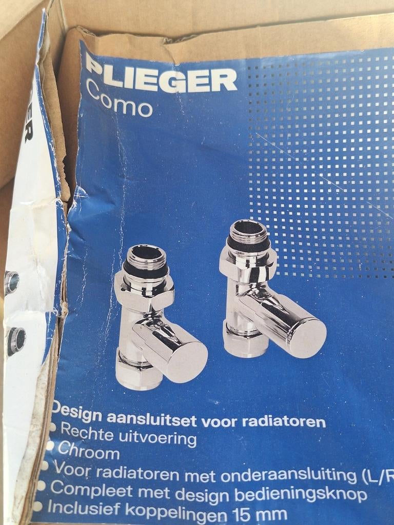 PLIEGER Como Design Aansluitset Radiator Chroom 15mm, Ophalen of Verzenden, Nieuw