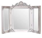 Drieluik kaptafel spiegel Frans vintage zilver look, Huis en Inrichting, Ophalen, Gebruikt, Minder dan 100 cm, Rechthoekig