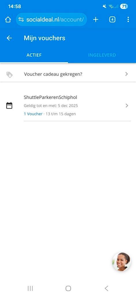 Social deal shuttle parkeren Schiphol twv 100 euro, Tickets en Kaartjes, Trein, Bus en Vliegtuig, Eén persoon, Met bestemming of datum