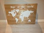 Mooi houten wandbord met wereldkaart, Huis en Inrichting, Ophalen, Zo goed als nieuw