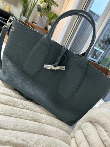 Longchamp Roseau Large – Smoky Blue Leather – Bamboo Clasp  beschikbaar voor biedingen