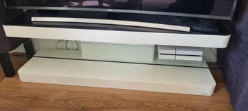 Xora Tv Stand with Glass Shelf and Tinted Glass Top beschikbaar voor biedingen